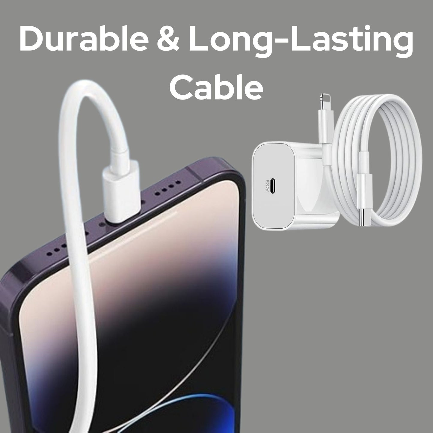 20W MFi-Certified Fast Charger & Cable for iPhone 14/13/12/11/X/XR Series β White - Flymaster Shop