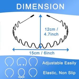 Hair Bands 2 Pcs Metal Headbands β Men & Women Hair Band, Fashion Headband for Sports, Unisex Hair Hoop with Elastic Non-Slip Wavy Teeth, Black (Pack of 2). - Flymaster Shop