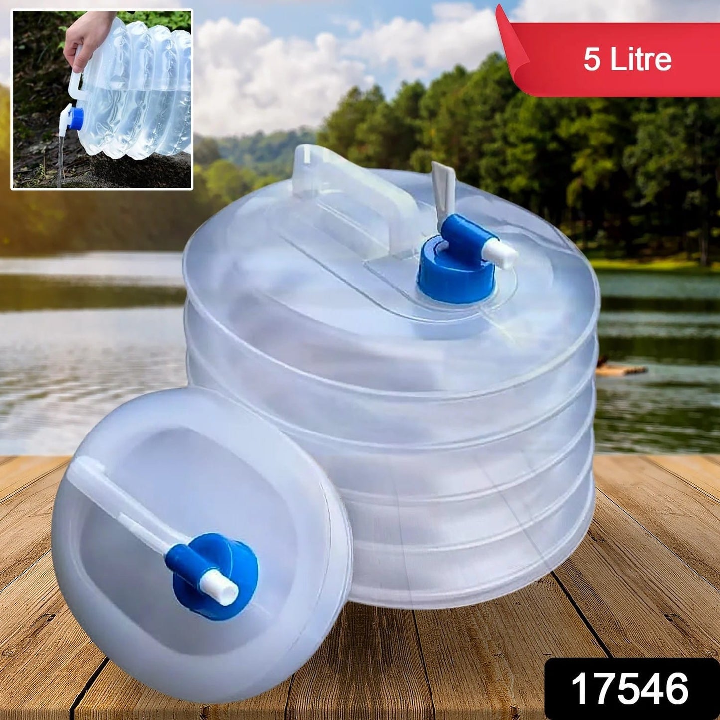 Portable 5L collapsible water container with spigot β ideal for camping, BBQs, hiking, and outdoor activities. Space-saving and leak-proof. Pack of 1. - Flymaster Shop