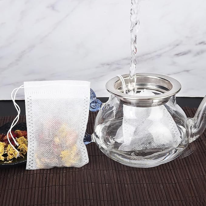 100pcs Transparent White Disposable Tea Filter Bags – Empty Tea Bags for Loose Leaf Tea, Herbal Tea, Coffee, and More (5x7cm) - Flymaster Shop