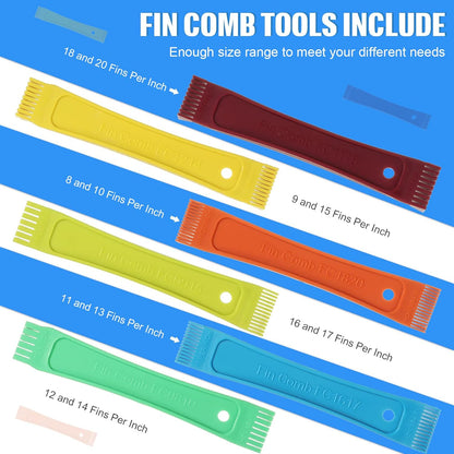2-Piece Fin Comb Set – AC Condenser Coil Straightener Tool Kit for Radiator & Evaporator Cleaning (FCR6 + Stainless Steel) - Flymaster Shop