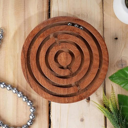 4" Handcrafted Wooden Labyrinth Maze Puzzle Game - Ball in a Maze Toy for Kids, Boys & Girls - Fun Indoor Brain Teaser, Skill-Building Puzzle Gift for All Ages. - Flymaster Shop