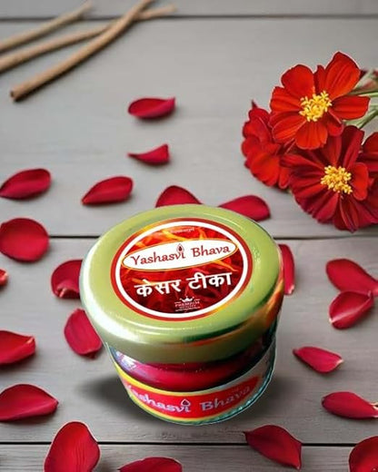 Herbal Pure Kesar Tilak Paste | Pure Saffron Tilak for Pooja Hawan Yoga Meditation Spiritual Use | Long Lasting Fragrance Cooling Fine Quality Tilak Paste Ready to Use - 20Gm