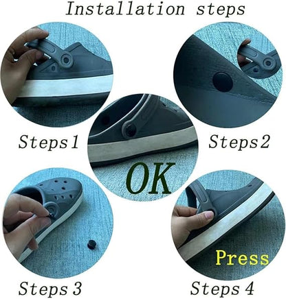 12 Sets Crocs Rivets Replacement Rivets for Crocs, Universal Crocs Shoes Repair Rivets,Replacement Parts for Crocs (Black)
