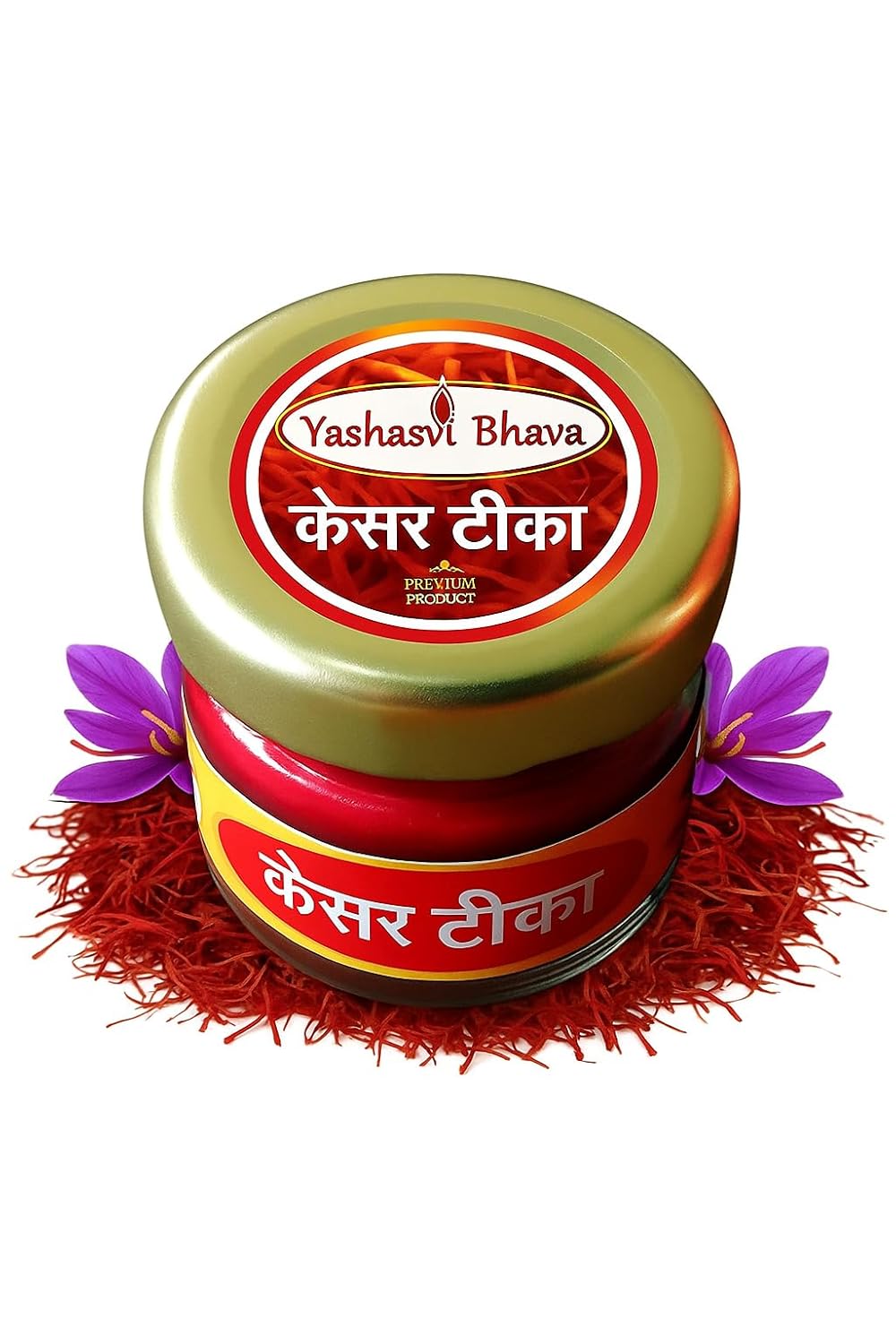 Herbal Pure Kesar Tilak Paste | Pure Saffron Tilak for Pooja Hawan Yoga Meditation Spiritual Use | Long Lasting Fragrance Cooling Fine Quality Tilak Paste Ready to Use - 20Gm
