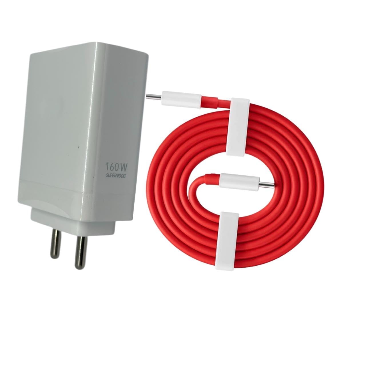 160W Ultra-Fast SuperVOOC Charger with Type C to C Cable – Compatible with OnePlus 12/12R/11/11R/10 Pro/10R/10T/9R/9 Pro/9RT/Nord CE Series