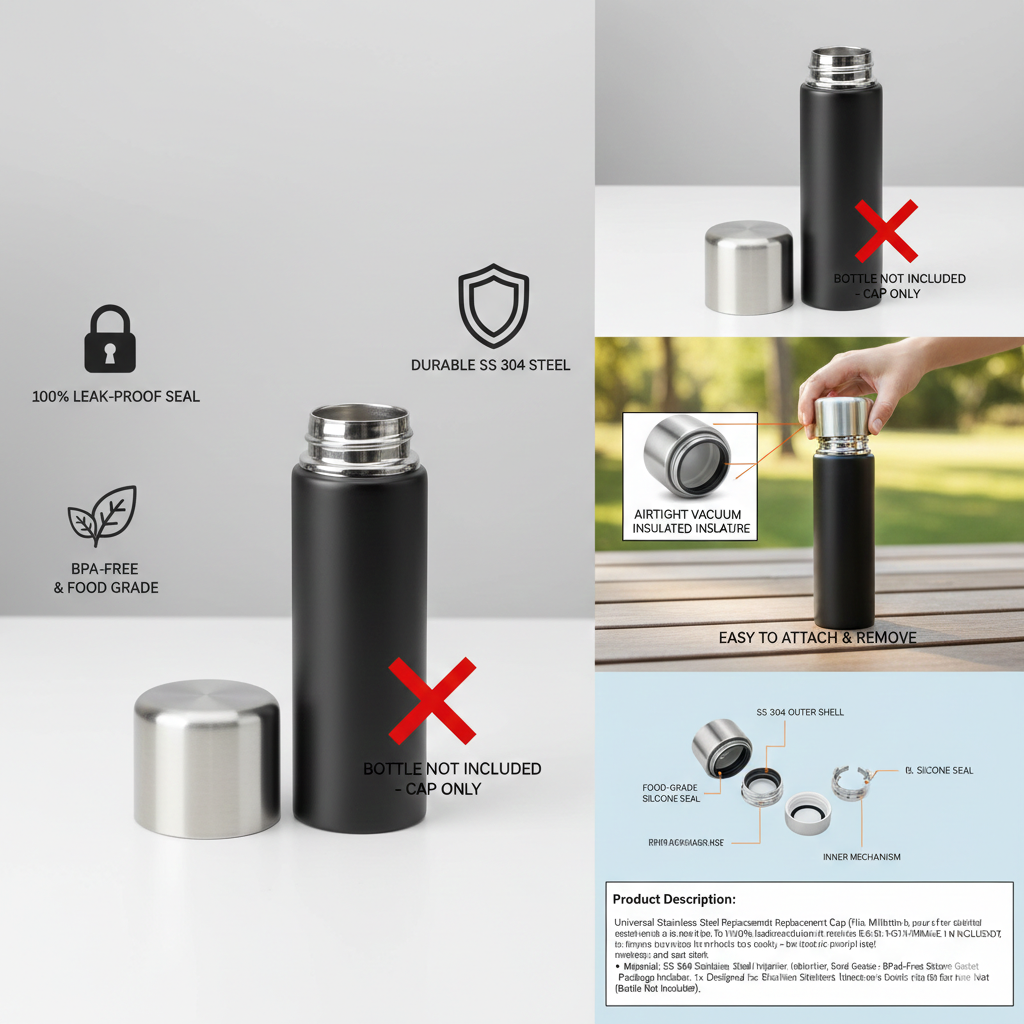 Shiny Thermosteel Stainless Steel Bottle Cap – Replacement Lid (Cap Only)