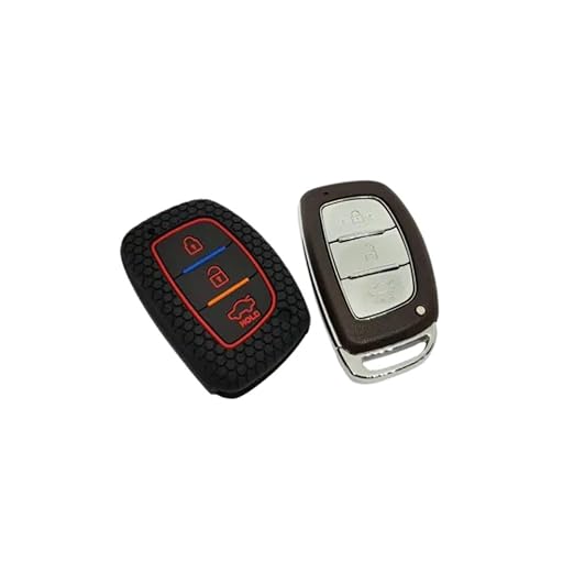 Black Silicone Key Cover for Hyundai 3-Button Smart Keys – Elite i20, Verna 4S, Aura, Xcent, Elantra | With Mini Keyring - Flymaster Shop