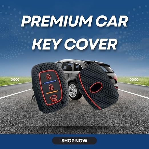 Black Silicone Key Cover for Hyundai 3-Button Smart Keys – Elite i20, Verna 4S, Aura, Xcent, Elantra | With Mini Keyring - Flymaster Shop