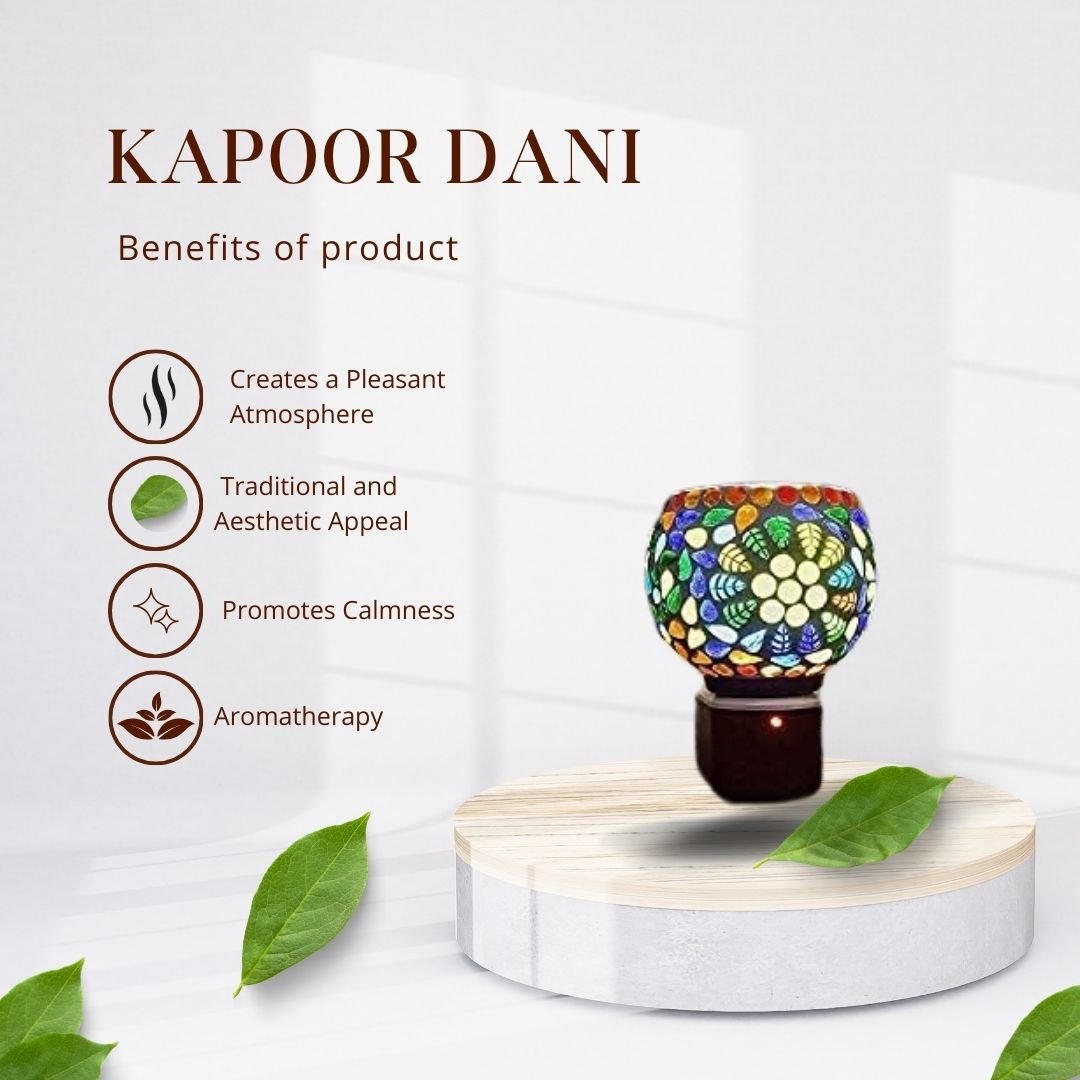 Ceramic Aroma Diffuser & Kapoor Dani with Night Light | Essential Oil and Camphor Burner with Easy On/Off Function for Fragrance and Relaxation Pack of 1. - Flymaster Shop