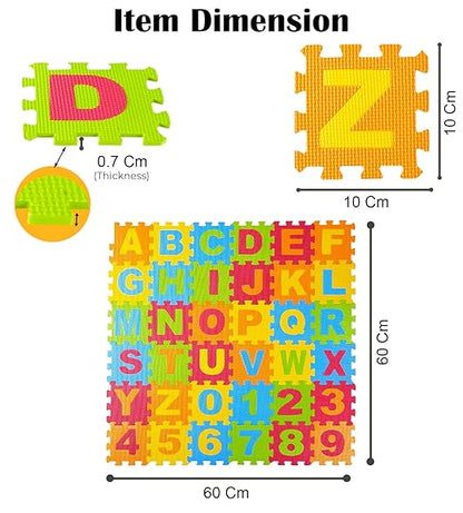 Flymaster 36 Pieces Alphabet & Number Floor Mats for Kids – Puzzle EVA Foam Mat for Children Aged 2+ – Educational, Soft, Non-Toxic, and Safe Play Area. - Flymaster Shop