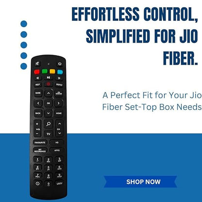 Flymaster Non-Voice Function Remote for Jio Fiber Set-Top Box – Reliable, User-Friendly & Durable Replacement Remote (Black) - Flymaster Shop