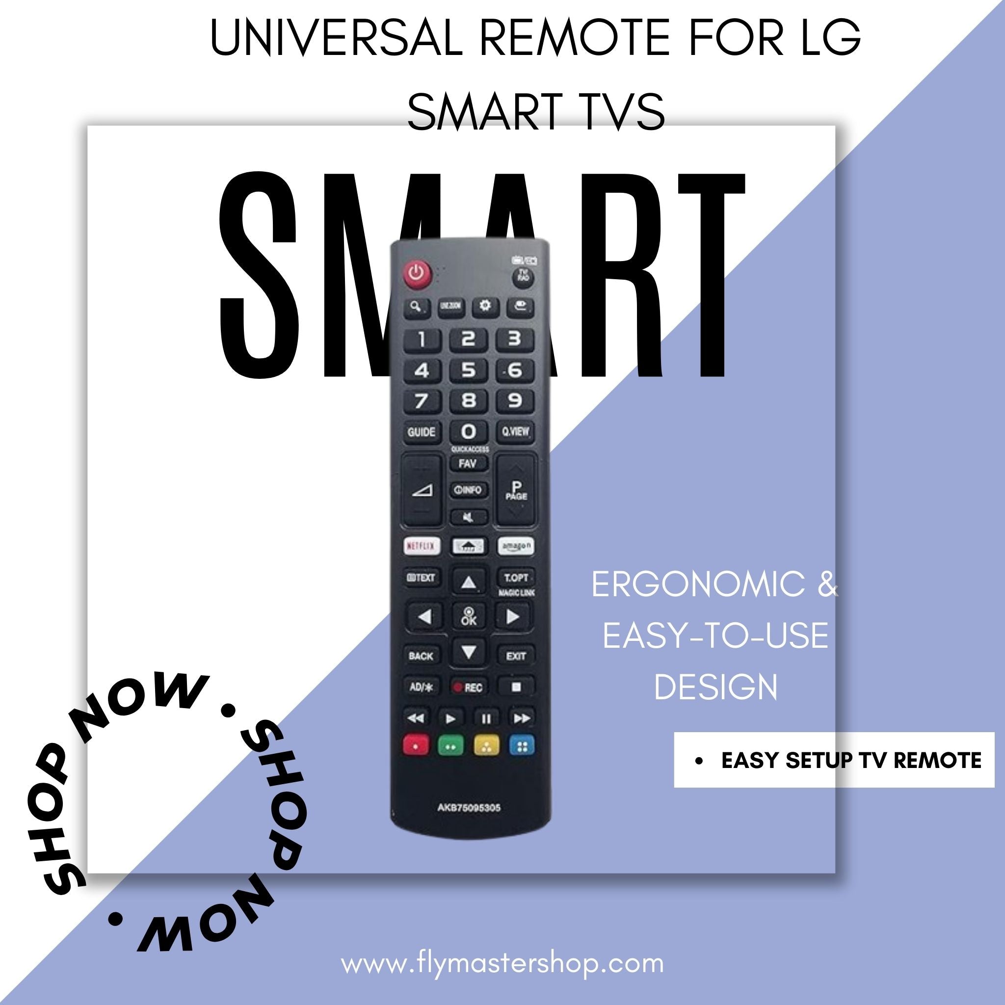 Flymaster Universal Remote for LG Smart TVs – Compatible with LED, LCD, Plasma, and HD Models – Prime Video & Netflix Hotkeys - Flymaster Shop