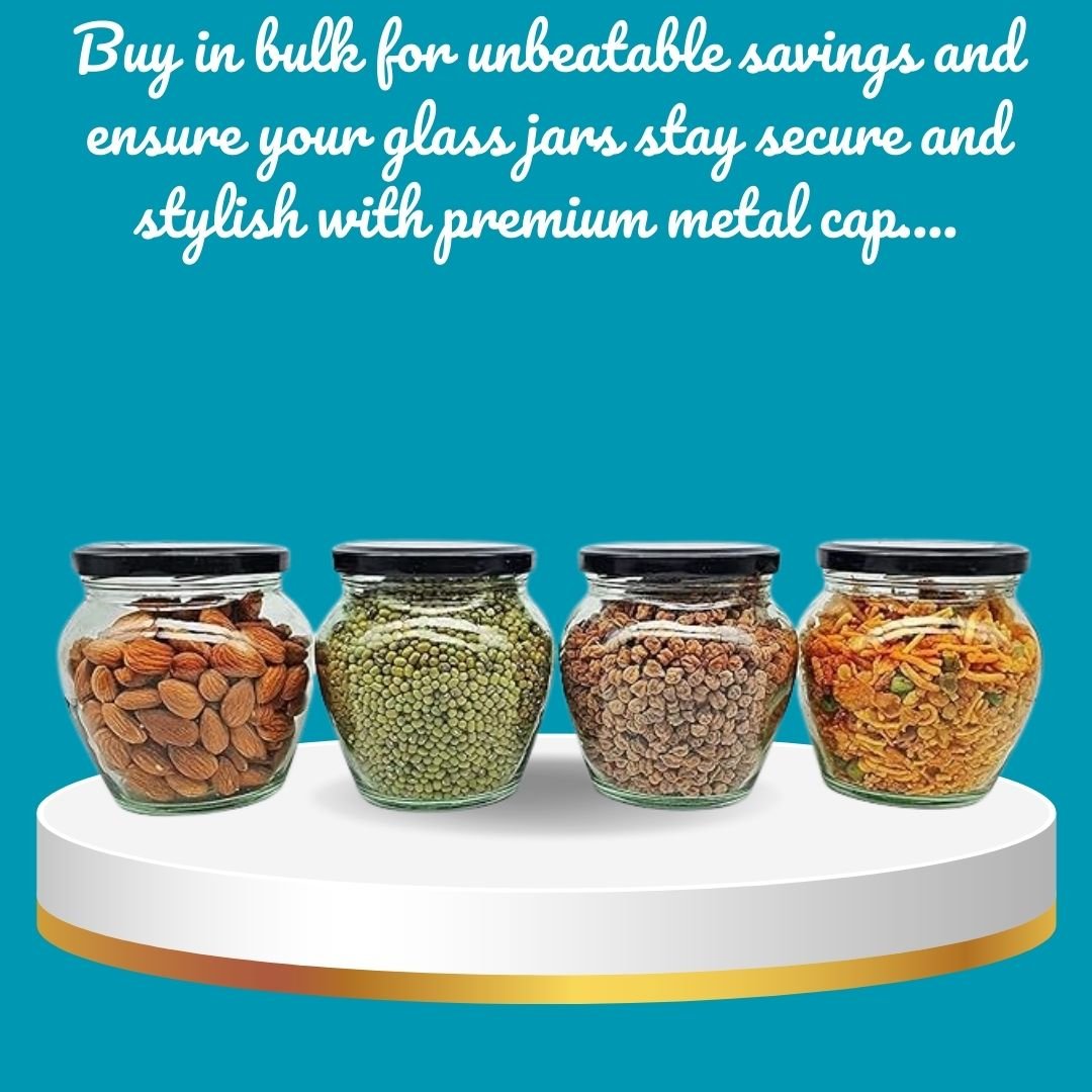 Glass Jars Air-Tight Black Metal Caps – Stylish Storage for Pantry, Spices, and More (82mm), Metal Lid for Glass jar/Bottles. - Flymaster Shop