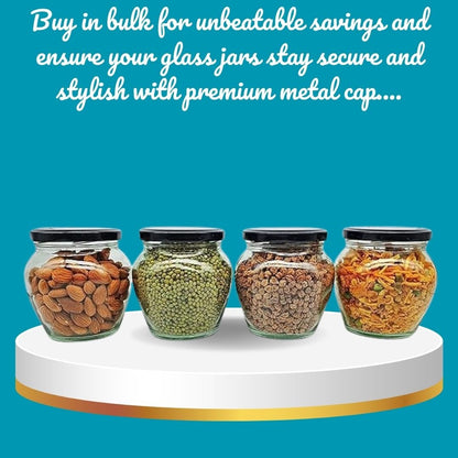 Glass Jars Air-Tight Black Metal Caps – Stylish Storage for Pantry, Spices, and More (82mm), Metal Lid for Glass jar/Bottles. - Flymaster Shop