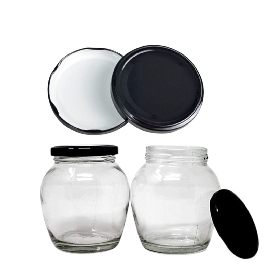 Glass Jars Air-Tight Black Metal Caps – Stylish Storage for Pantry, Spices, and More (82mm), Metal Lid for Glass jar/Bottles. - Flymaster Shop