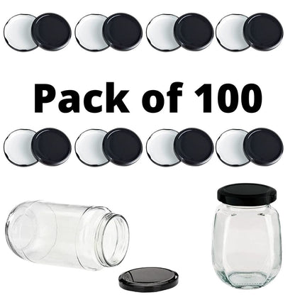 Glass Jars Air-Tight Black Metal Caps – Stylish Storage for Pantry, Spices, and More (82mm), Metal Lid for Glass jar/Bottles. - Flymaster Shop