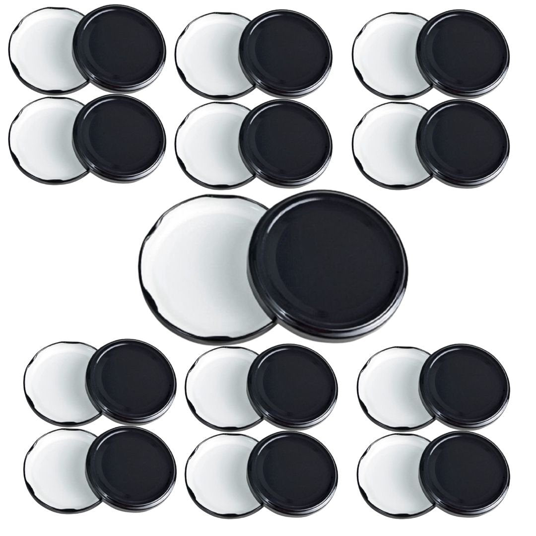 Glass Jars Air-Tight Black Metal Caps – Stylish Storage for Pantry, Spices, and More (82mm), Metal Lid for Glass jar/Bottles. - Flymaster Shop
