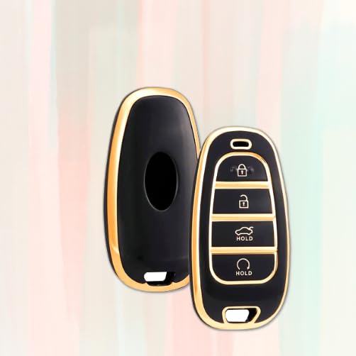 Hyundai Tucson 2022 4 Button Smart Key | Car Key Cover | Provides Protection and Style (Gold Black) - Flymaster Shop