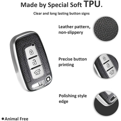 Hyundai Verna Fluidic, Old i20, Santafe Push Button Smart Key | Car Key Cover | Protects and Personalizes Your Key - Flymaster Shop