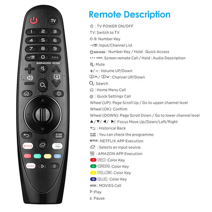 Jufengrks Universal Remote Control for LG Smart TV – Compatible with All Models (No Voice or Pointer Function) – Black - Flymaster Shop
