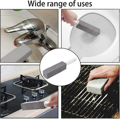 Metal 2 Pcs Toilet Cleaner Brush with Handle, Cleaning Pumice Stone, Pumice Stone for Cleaning, Paint& Pool Tile Cleaner Brush for Kitchen/Bath/Pool/Household Cleaning, Grey - Flymaster Shop