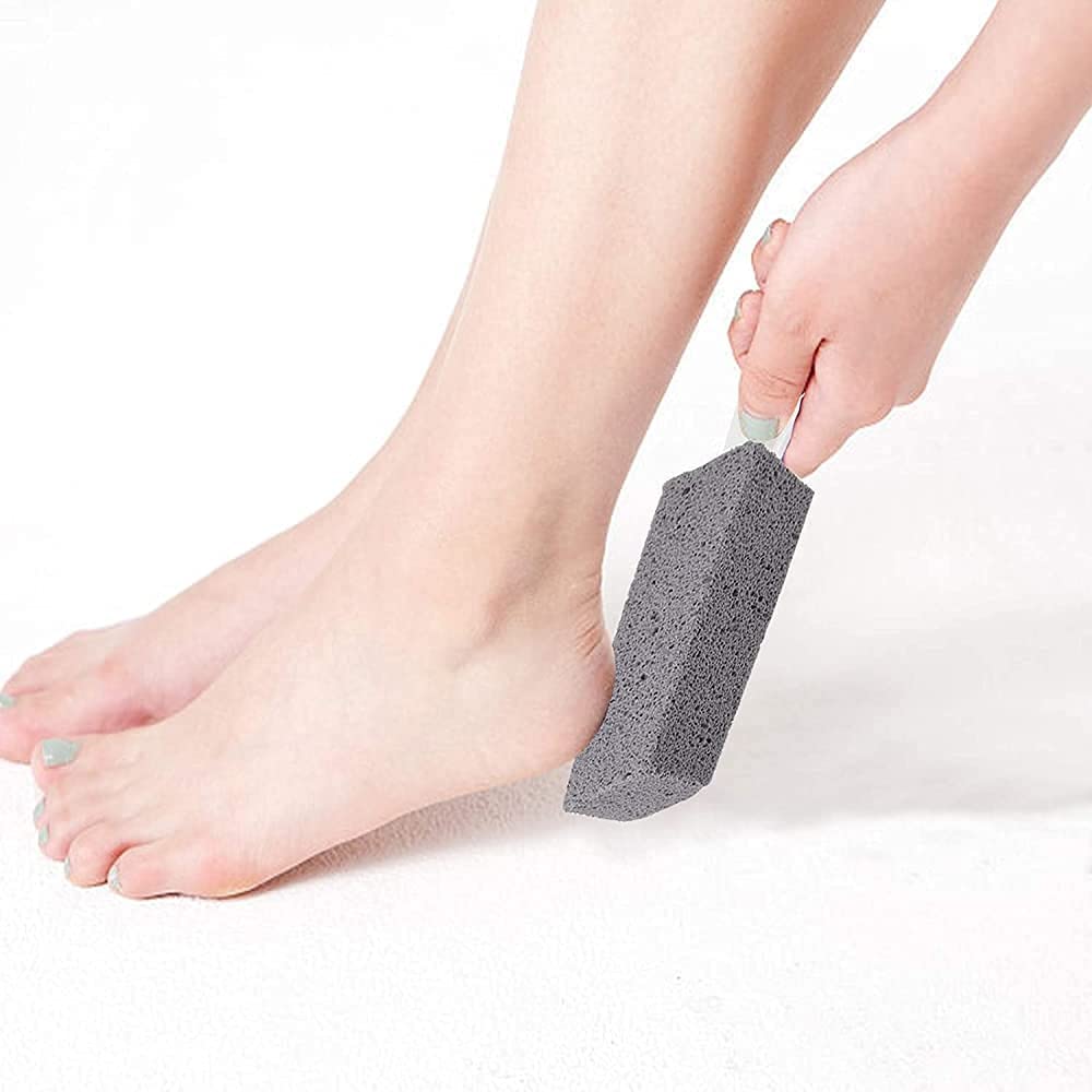 Metal 2 Pcs Toilet Cleaner Brush with Handle, Cleaning Pumice Stone, Pumice Stone for Cleaning, Paint& Pool Tile Cleaner Brush for Kitchen/Bath/Pool/Household Cleaning, Grey - Flymaster Shop