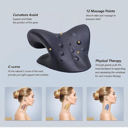 Neck And Shoulder Relaxer For Tmj Pain Relief And Cervical Traction Device For Spine Alignment | Neck Stretcher Chiropractic Pillow For Neck Pain Relief (BLUE) - Flymaster Shop