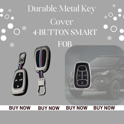 Premium Metal Key Cover for Tata Harrier, Safari, Nexon, Altroz, Tigor, EV, Punch, Tiago EV, Curvv – 4-Button Smart Key Compatible | Stylish & Durable Protection - Flymaster Shop