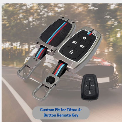 Premium Metal Key Cover for Tata Harrier, Safari, Nexon, Altroz, Tigor, EV, Punch, Tiago EV, Curvv – 4-Button Smart Key Compatible | Stylish & Durable Protection - Flymaster Shop