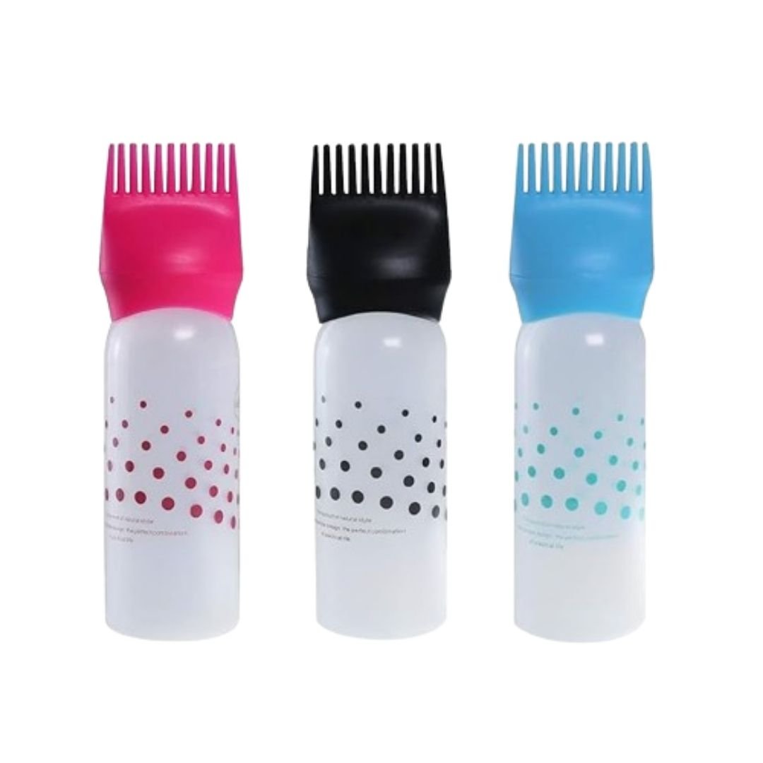 Premium Plastic Root Comb Oil Applicator Bottle with Graduated Scale - 200 ML, Multicolor (Pack of 2). - Flymaster Shop