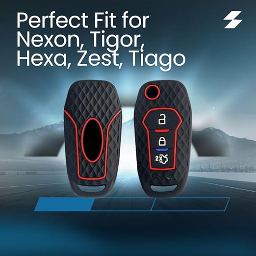 Premium Silicone Car Key Cover – Compatible with Tata Nexon, Tiago, Bolt, Hexa, Tigor, Zest | Stylish Black Protection Case - Flymaster Shop