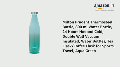 Milton Prudent Thermosteel Bottle, 800 ml Water Bottle, 24 Hours Hot and Cold, Double Wall Vacuum Insulated, Water Bottles, Tea Flask/Coffee Flask for Sports, Travel, Aqua Green