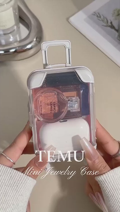 Makeup Organizer, Portable Makeup Case,Trolley Tiny Suitcase Miniature Candy Box for Travel Theme &Travel-Friendly, Compact.Pack of 1, Multicolour.