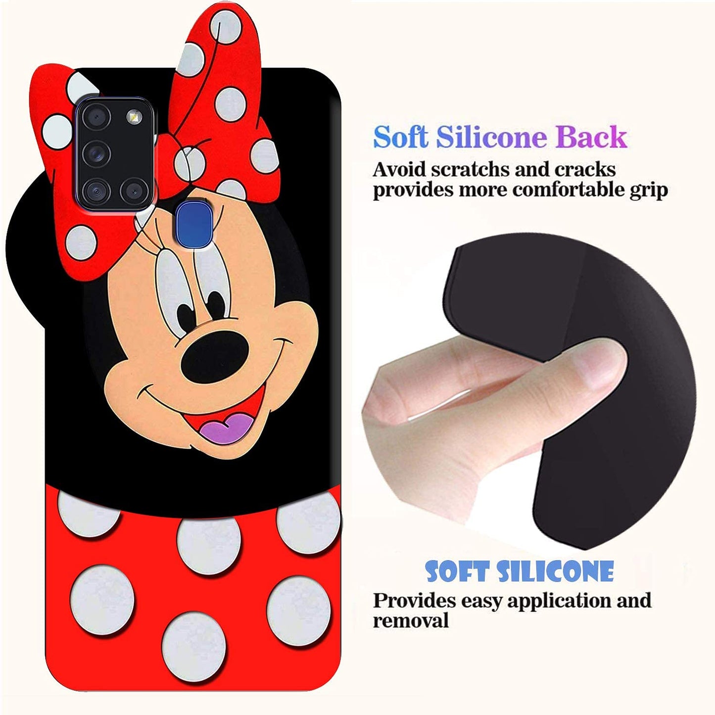 Mickey Mouse Case Cover for Vivo Y19 -|3D Cute Printed | Soft Silicone Rubber Back Cover Compatible with Vivo Y19 (Black)