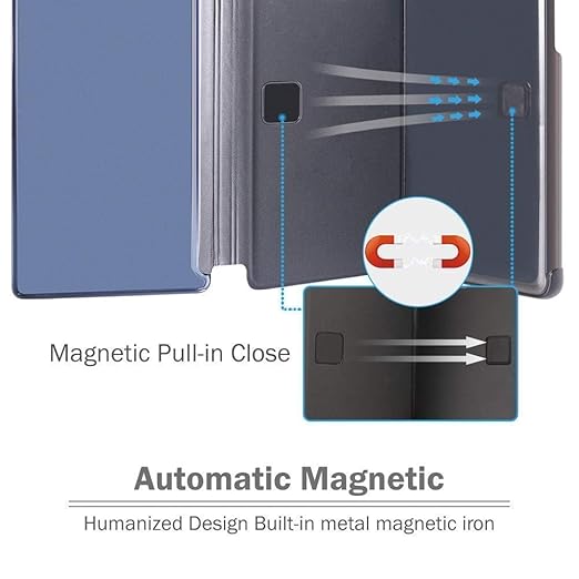 Realme 6 Pro Clear View Electroplate Mirror Protective Leather Flip Cover with Glass - Premium, Stylish, and Durable Case for Ultimate Protection and Functionality. - Flymaster Shop
