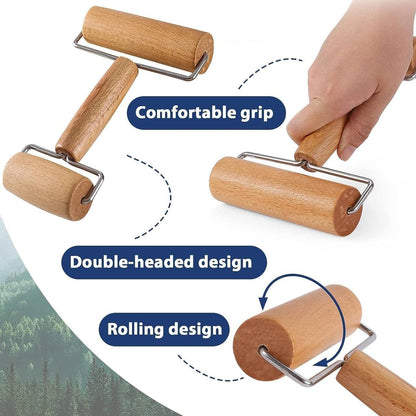 Rolling Pin Wooden Rolling Pin Kitchen Utensils for Baking Dough Pizza Cake Fondant Pie Pasta Biscuits Double Head - Flymaster Shop