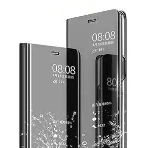 Samsung J3 Clear View Electroplate Mirror Protective Leather Flip Cover with Glass - Premium, Stylish, and Durable Case for Ultimate Protection and Functionality. - Flymaster Shop