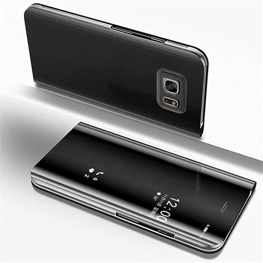 Samsung S6 Edge Clear View Electroplate Mirror Protective Leather Flip Cover with Glass - Premium, Stylish, and Durable Case for Ultimate Protection and Functionality. - Flymaster Shop