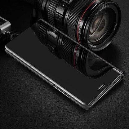 Samsung S6 Edge Clear View Electroplate Mirror Protective Leather Flip Cover with Glass - Premium, Stylish, and Durable Case for Ultimate Protection and Functionality. - Flymaster Shop