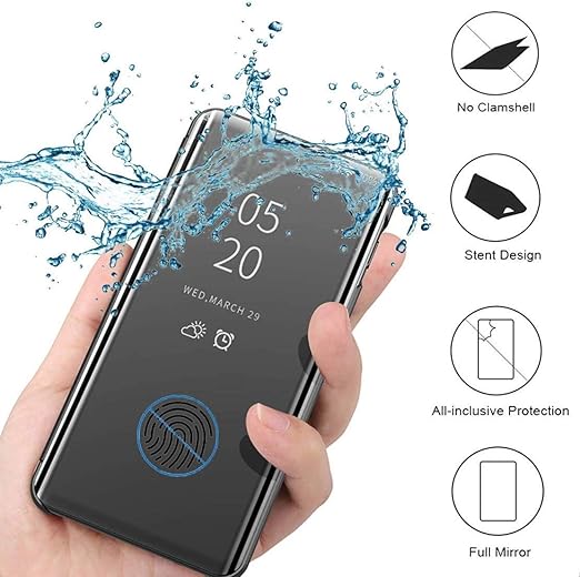 Samsung S6 Edge Clear View Electroplate Mirror Protective Leather Flip Cover with Glass - Premium, Stylish, and Durable Case for Ultimate Protection and Functionality. - Flymaster Shop