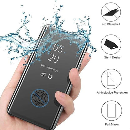 Samsung S6 Edge Clear View Electroplate Mirror Protective Leather Flip Cover with Glass - Premium, Stylish, and Durable Case for Ultimate Protection and Functionality. - Flymaster Shop