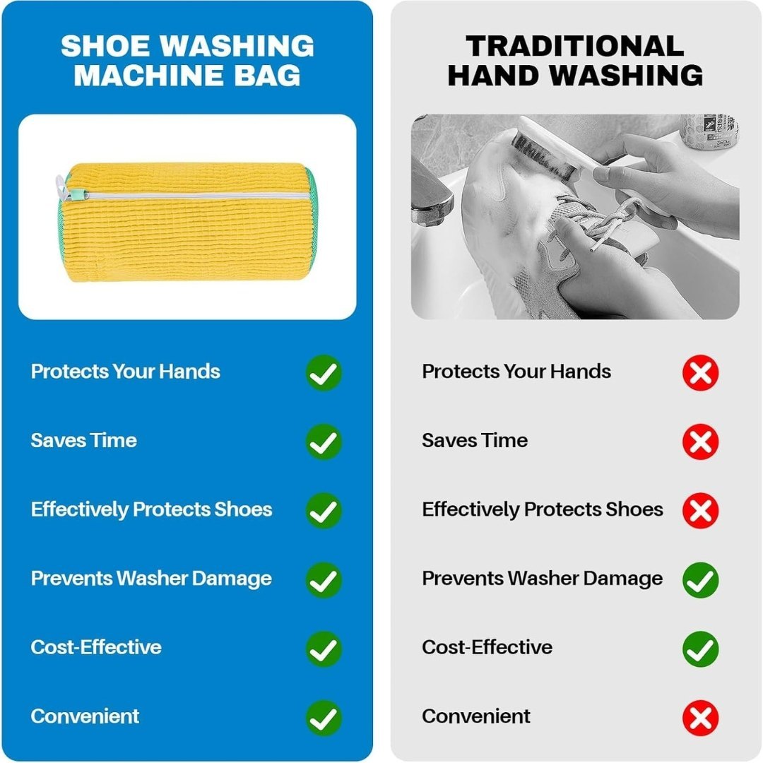 Shoe Washing Machine Bag with 1 Pair Adjustable Shoe Trees 360° Deep Shoe Cleaning Bag for Washer Shoe Washing Bags with Zipper Microfiber Sneaker Pouch Laundry Shoe Bags for All