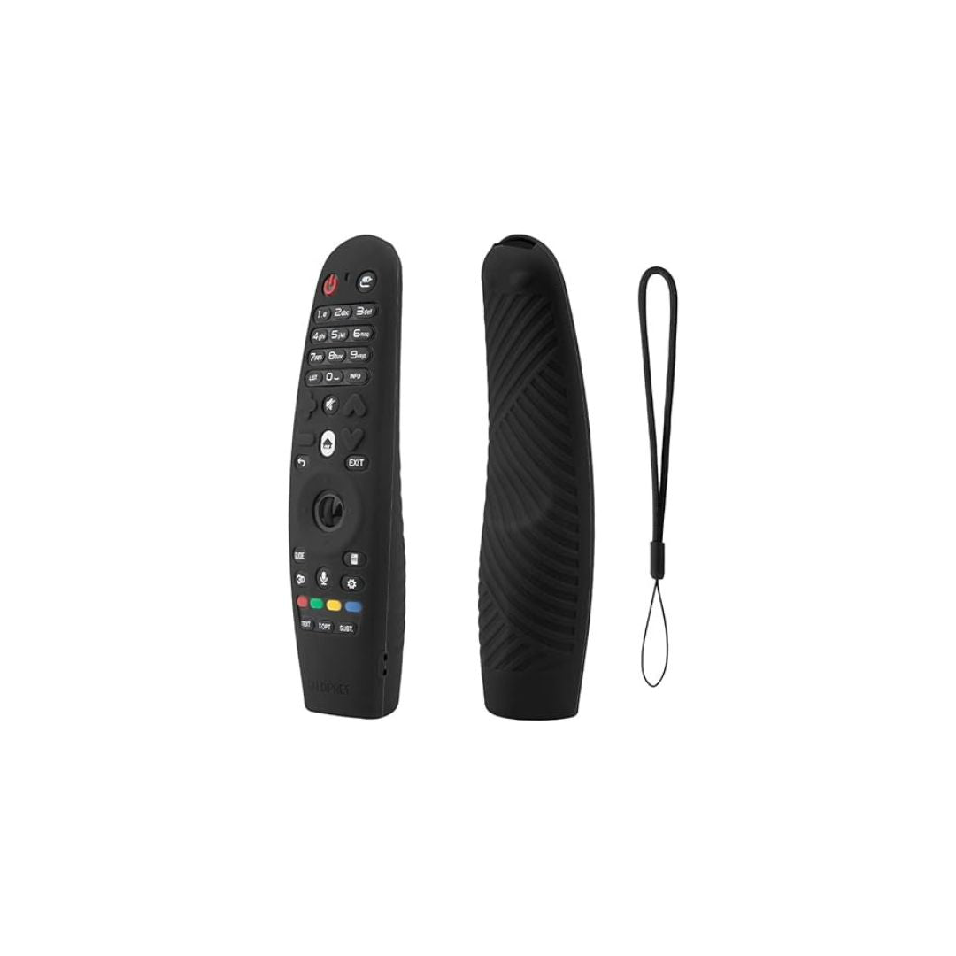 Silicone Remote Case for LG Magic Remote MR18 MR19 MR20 – Protective Cover with Loop (Black) - Flymaster Shop