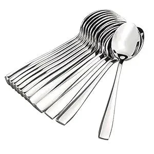 Stainless Steel Dinner Spoon/Table Spoon Set (Medium, Set of 12) – Durable and Elegant Teaspoons for Daily Use - Flymaster Shop