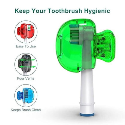 Toothbrush Head Cover Cap Set of 4 – Portable Toothbrush Protectors, Hygienic Clips for Travel, Home & Bathroom Storage, Durable Toothbrush Case Covers - Flymaster Shop