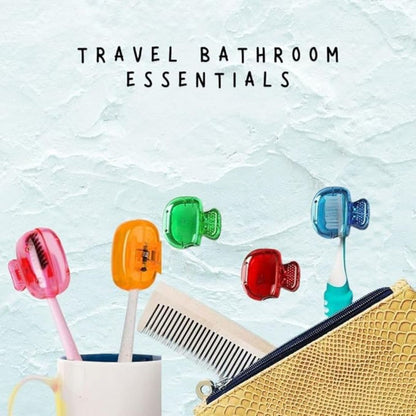 Toothbrush Head Cover Cap Set of 4 – Portable Toothbrush Protectors, Hygienic Clips for Travel, Home & Bathroom Storage, Durable Toothbrush Case Covers - Flymaster Shop