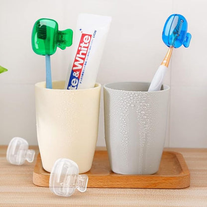 Toothbrush Head Cover Cap Set of 4 – Portable Toothbrush Protectors, Hygienic Clips for Travel, Home & Bathroom Storage, Durable Toothbrush Case Covers - Flymaster Shop