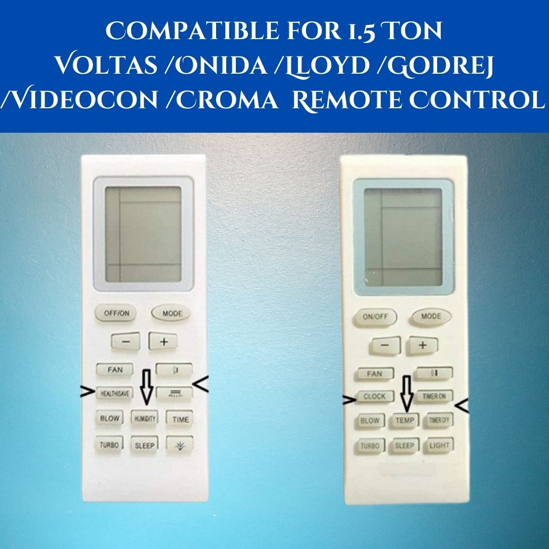 Universal AC Remote Control Compatible with Voltas, Onida, Lloyd, Godrej, Videocon, Croma Window & Split Air Conditioners (Pack of 1) - Flymaster Shop