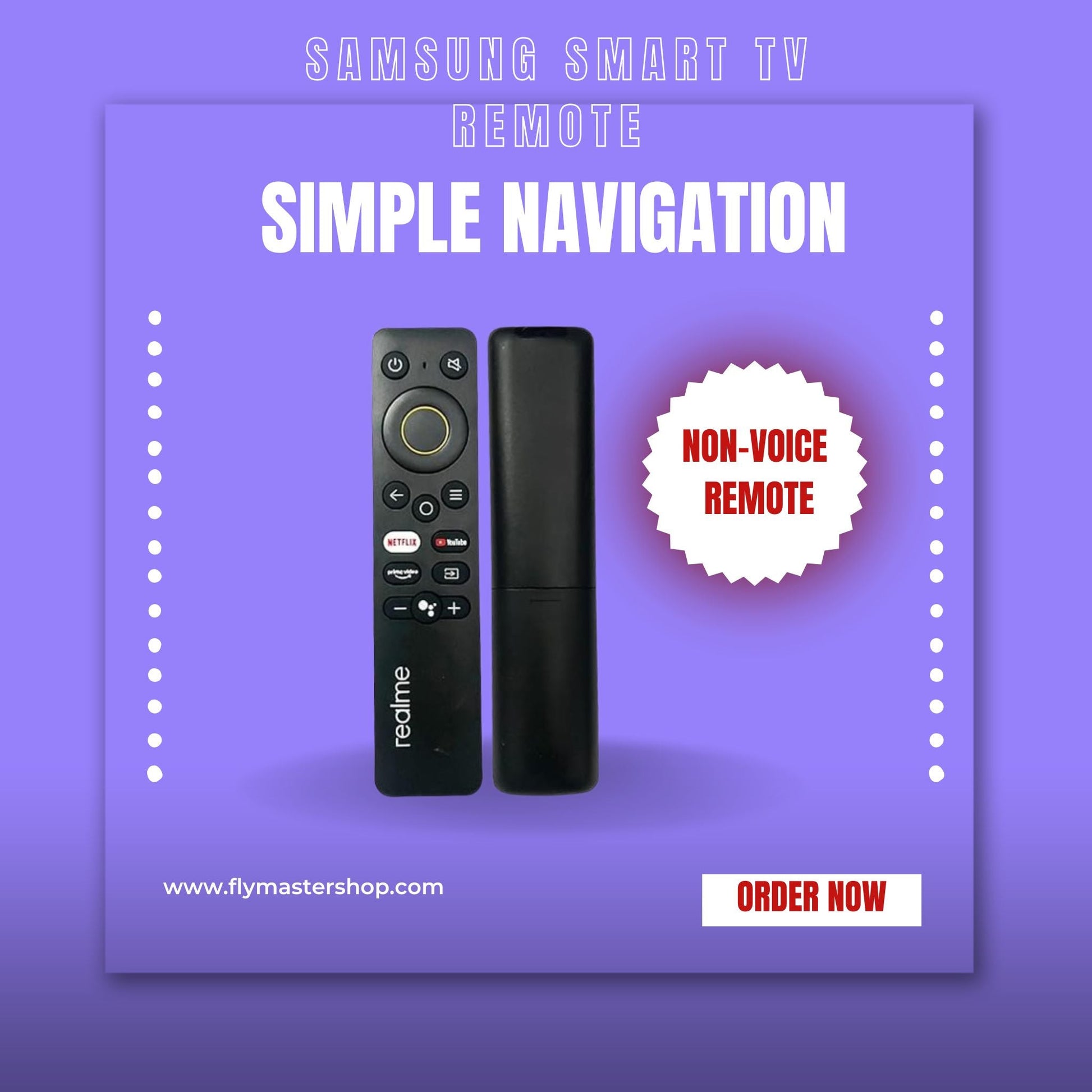 Universal Remote Control for Samsung TVs | Compatible with LED, QLED, UHD, 4K, 8K, Smart TV & More | Netflix & Smart Features. - Flymaster Shop